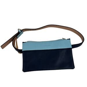 Calvin Klein Belt with Fanny Pack Bag Zip Pouch Blue Adjustable Size S
